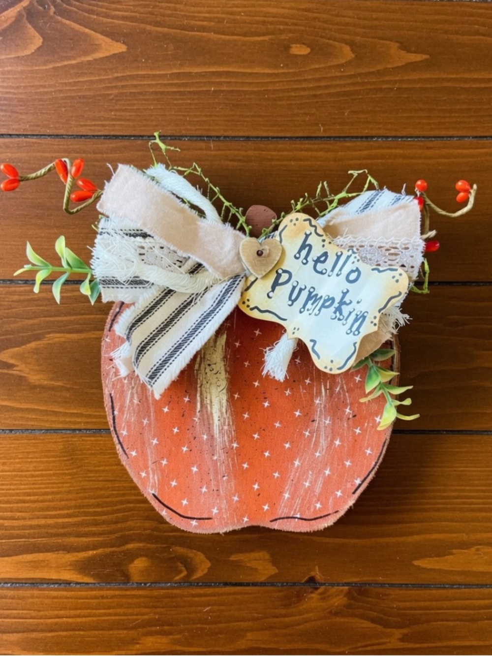 Handmade Wooden Pumpkin Shelf Sitter